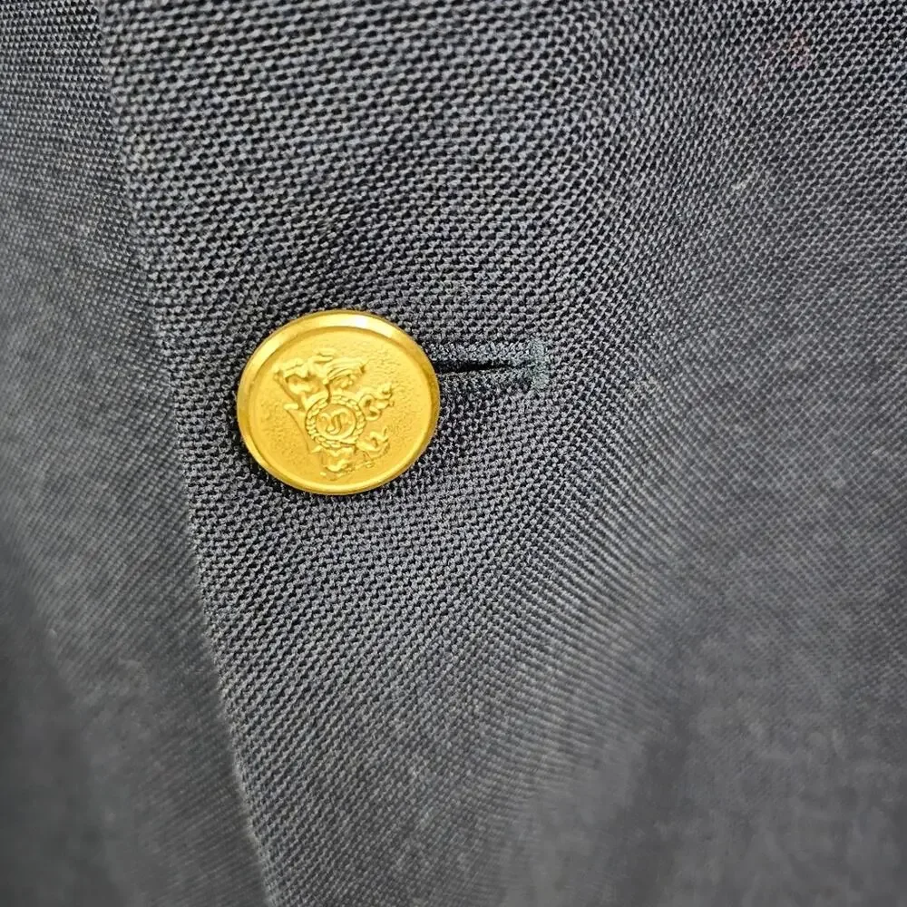 Stafford Polyester & Wool Blend Gold Buttons Navy Blazer Jacket 40R